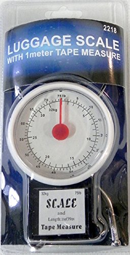 Manual Luggage Suitcase Scale with Built-in Tape Measure Weighs Bags to 75lbs.- Up to 39" Long - Black-One Size - Image 2