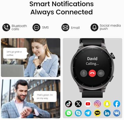 TOZO S5 Smart Watch (Answer/Make Calls), 1.43’’ AMOLED Smart Watches for Men Women 100+ Sport Modes Fitness Watch with Blood Oxygen/Sleep/Heart Rate Monitor, IP68 Waterproof Smartwatch Black - Image 4