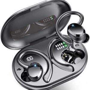Wireless Earbuds Bluetooth Headphone Sport, 2024 Bluetooth 5.3 Earbud 14.2mm Driver Stereo Over Ear Buds, 48Hrs Earphone with Earhook, Noise Cancelling Mic, IP7 Waterproof Headset for Workout/Running