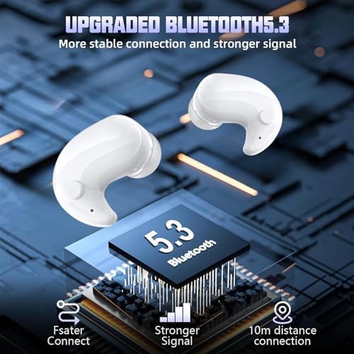 Active Noise Canceling Wireless Sleep Earbuds Invisible - Bluetooth 5.3 Mini Sleeping Earbuds for Side Sleepers Small Ears Canal,Discreet in-Ear Tiny Earphones for Sleeping,Driving,Glacier - White - Image 2