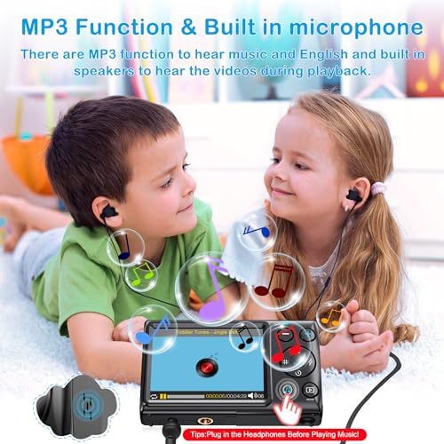 Digital Camera, 4K Kids Camera for Photography, 64MP MP3 Player Compact Video Camera 18X Digital Zoom Vlogging Camera for YouTube, Auto Focus Point and Shoot Digital Cameras Gift for Students Teens - Image 4