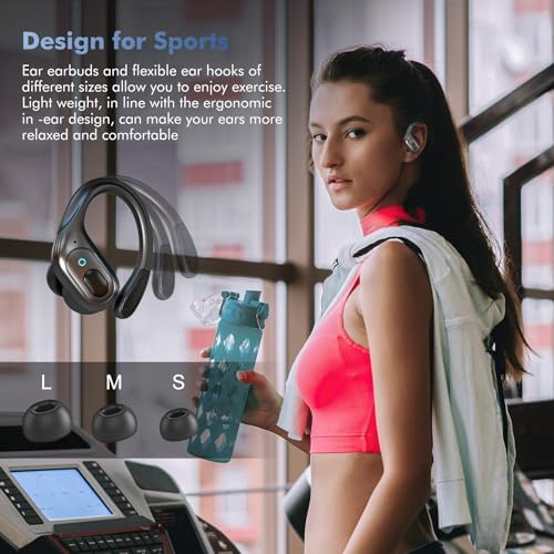 sajawass Wireless Earbuds Bluetooth Headphones 75Hrs Playback with LED Diaplay Charging Case Noise Cancelling Ear Buds with Earhooks, IPX7 Waterproof Over Ear Earphones for Sports Running Workout - Image 6