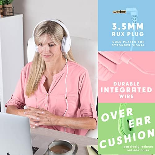 Sonitum Kids Headphones for School Bulk Set 5-Pack On-Ear, 3.5mm, Wired Headphones for Schools & Libraries – Adjustable, Cushioned Headphones (Mixed Colors) - Image 3