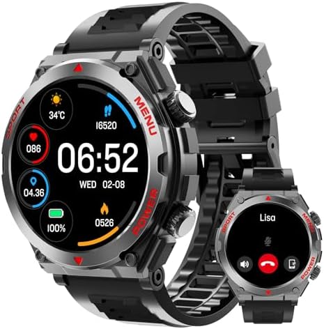 Military Smart Watch for Men, 1.52" HD Fitness Tracker Smartwatch with Answer/Make Call, Sport Watch with Heart Rate SpO2 Stress and Sleep Monitor Compatible with iPhone and Android Phones, Waterproof - Image 9