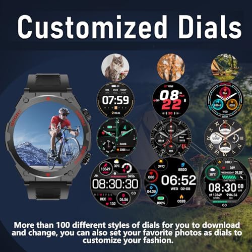 Military Smart Watch for Men, 1.52" HD Fitness Tracker Smartwatch with Answer/Make Call, Sport Watch with Heart Rate SpO2 Stress and Sleep Monitor Compatible with iPhone and Android Phones, Waterproof - Image 6