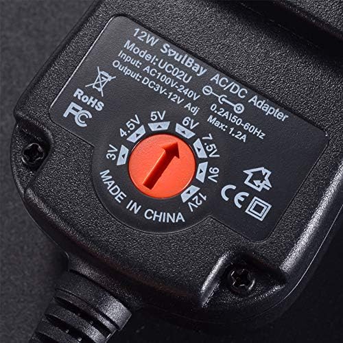 SoulBay 12W Universal Multi Voltage AC/DC Adapter Switching Power Supply with 8 Selectable Adapter Plugs, Suitable for 3 V to 12 V Device - Image 6
