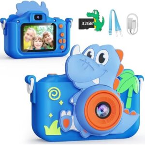 KOKODI Kids Camera Toy Digital Camera for Kids, Dinosaurs Birthday Gifts for Boys Age 3-12, 1080P HD Video Camera for Toddler, Children Toys for 3 4 5 6 7 8 9 Year Old Boys with 32GB SD Card
