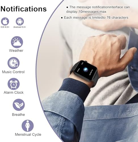 IOWODO Smart Watch for Men Women - 1.85''HD Screen with Make and Answer Calls, with AI Voice Assistant, SpO2/Heart Rate/Sleep Monitor, 100+ Sports Modes, Smartwatch for Android and iOS (2 Straps) - Image 5