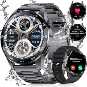 Smart Watches for Men(Answer/Dial Calls),1.43'' AMOLED Always-on Display,Fitness Tracker with Heart Rate/SpO2/Sleep Monitor,400mAh/120 Sports Modes/ IP68 Waterproof Military Smartwatch for IOS Android