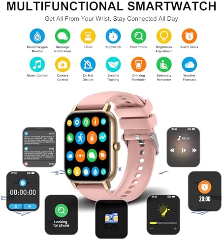 Smart Watch(Answer/Make Call), 1.85" Smart Watches for Men Women IP68 Waterproof, 110+ Sport Modes, Fitness Activity Tracker, Heart Rate Sleep Monitor, Pedometer, Smartwatch for Android iOS, Pink Gold - Image 2