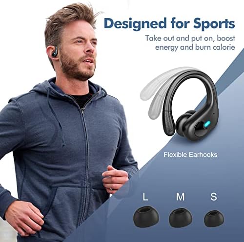 Wireless Earbuds Bluetooth Headphones 80Hrs Playback with LED Diaplay Wireless Charging Case Noise Cancelling Ear buds with Earhooks, IPX7 Waterproof Over Ear Earphones for Sports Running Workout - Image 4