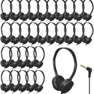 Kids Headphones Bulk 30 Pack for Classroom School,Wholesale Durable Earphones Class Set for Students Teens Children and Adult(Black)