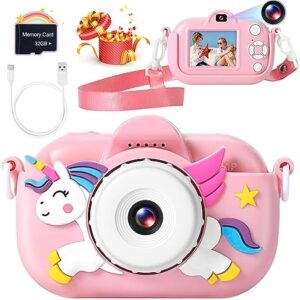Kids Camera for Toddler Girls Boys Aged 3-9, YEEHAO 32MP Kids Toys Digital Camera 3 4 5 6 7 8 9 Year Old Girls, Children Birthday Gift for Kids, Pink