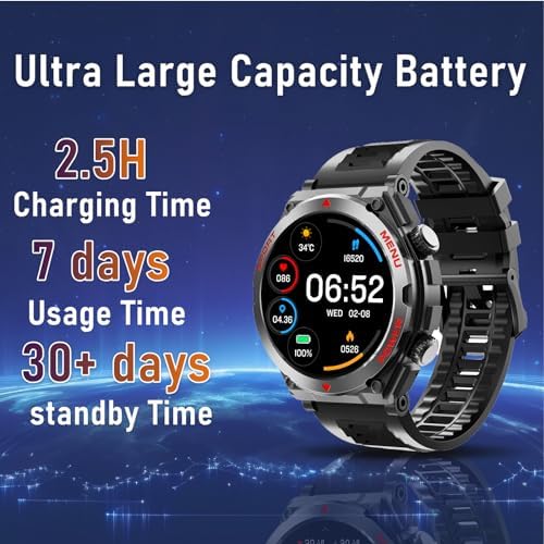 Military Smart Watch for Men, 1.52" HD Fitness Tracker Smartwatch with Answer/Make Call, Sport Watch with Heart Rate SpO2 Stress and Sleep Monitor Compatible with iPhone and Android Phones, Waterproof - Image 7