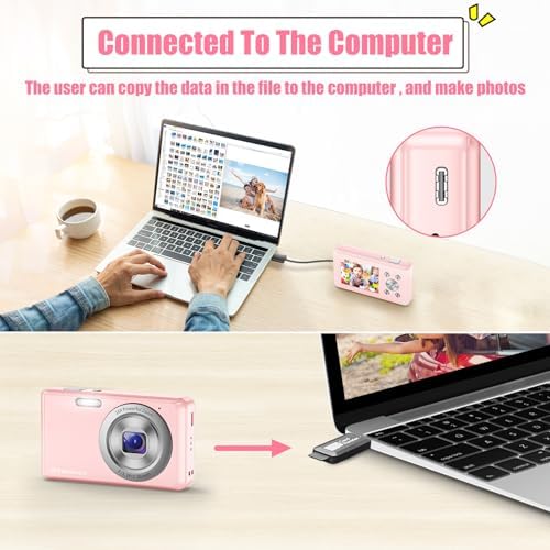 Digital Camera, HD 1080P Compact Camera with 32GB Memory Card, 48 Megapixel Camera, 2.4-inch LCD 16x Digital Zoom Digital Camera for Kids, Girls, Teens, Boys and Beginners(Pink - Image 6