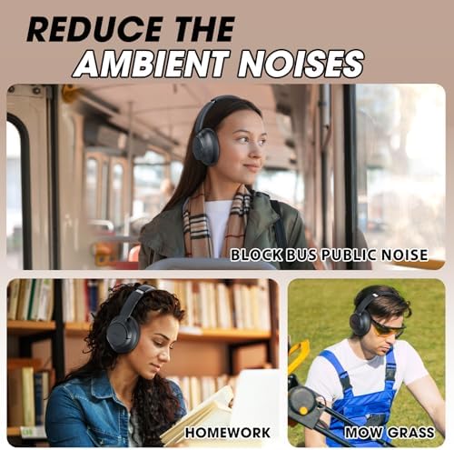 BERIBES Upgraded Hybrid Active Noise Cancelling Headphones with Transparent Modes,70H Playtime Bluetooth Headphones Wireless Bluetooth with Mic, Deep Bass,3.5MM Cable,Soft-Earpads,Fast Charging-Black - Image 7