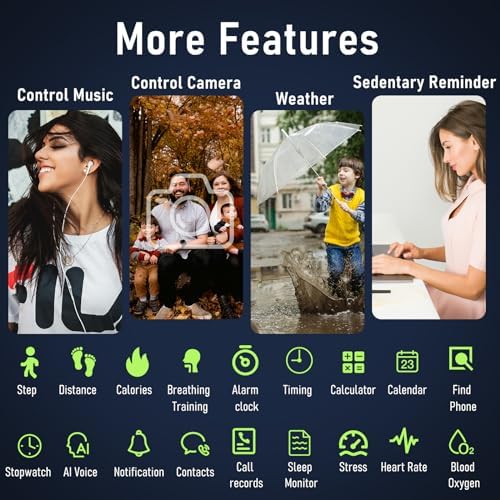 Military Smart Watch for Men, 1.52" HD Fitness Tracker Smartwatch with Answer/Make Call, Sport Watch with Heart Rate SpO2 Stress and Sleep Monitor Compatible with iPhone and Android Phones, Waterproof - Image 5