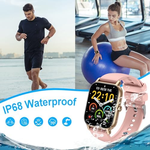 Smart Watch(Answer/Make Call), 1.85" Smart Watches for Men Women IP68 Waterproof, 110+ Sport Modes, Fitness Activity Tracker, Heart Rate Sleep Monitor, Pedometer, Smartwatch for Android iOS, Pink Gold - Image 7