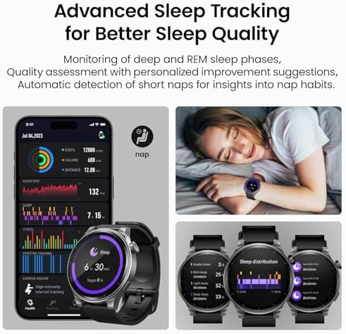 TOZO S5 Smart Watch (Answer/Make Calls), 1.43’’ AMOLED Smart Watches for Men Women 100+ Sport Modes Fitness Watch with Blood Oxygen/Sleep/Heart Rate Monitor, IP68 Waterproof Smartwatch Black - Image 6