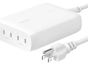 Belkin BoostCharge Pro 4-Port USB-C GaN Wall Charger, 200W Multi-Port Charger w/USB-C PD 3.1 Fast Charge + 5ft Power Cord for MacBook Pro, iPhone 15 Series, iPad Pro, Galaxy S24, Google Pixel, & More