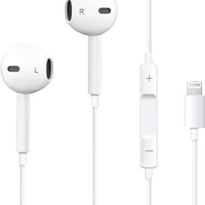 Apple Earbuds [ MFi Certified] Wired Earphones (Built-in Microphone & Volume Control) Noise Canceling Isolating Headphones Compatible with iPhone 14/13/12/11/8/7/6/5/ 4,iPad and More