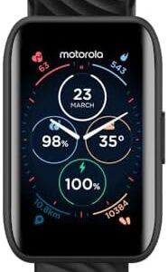 Motorola Moto 40 Smartwatch -10 Days Battery Life, Google Fit Integration, 1.5'' Crystal Clear Display, Heart Tracking, in-Depth Sleep Tracking, iOS and Android Compatible (Phantom Black)