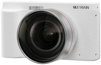 MUTRAIN Flip Screen Digital Point and Shoot Camera, 1080P Photography Practice, White,M10,32G with Lens.
