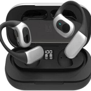 Open-Ear Headphones, Ultra Comfort Open Ear Earbuds, Open Ear Headphones Wireless Bluetooth for Snug Fit, Ergonomic Ear Hook, Balanced Sound, IPX7 Waterproof, 40H Playtime, Bluetooth 5.3, Clear Calls