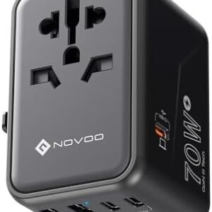 Universal Travel Adapter 70W International Wall Charger AC Plug Adaptor Worldwide Essentials Power Plug Adapter with 3 USB C Wall Charger 2 USB A Charging Ports for Laptop Cellphone USA EU UK AUS