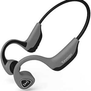 Tayogo Bone Conduction Headphones, Wireless Bluetooth Bone Conducting Earbuds, Open Ear Headset with Mic, for Running, Cycling, Yoga-Grey