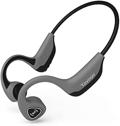 Tayogo Bone Conduction Headphones, Wireless Bluetooth Bone Conducting Earbuds, Open Ear Headset with Mic, for Running, Cycling, Yoga-Grey