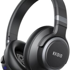 KVIDIO Active Noise Cancelling Headphones, 65 Hours Playtime Bluetooth Headphones with Microphone, Transparency Mode, Deep Bass and Hi-Fi Stereo Sound (Black)