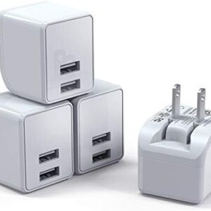 JDB USB Wall Charger 5V/2.4A Dual Port Foldable Charger Plug 12W Portable Universal USB Charging Cradle for iPhone, iPad, Samsung and Others (4 Pack)