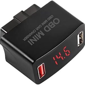 XMSJSIY Car OBD USB Charger Power Adapter DC12‑24V Dual USB Charger Socket with Digital Display USB 30W Fast Charging QC2.0 QC3.0 Charger for Vehicles