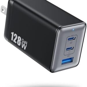USB C Charger 128W Wall Charger,(GaN III)3 Port Fast Charging Station,65W Foldable Wall Charger Adapter for MacBook Pro/Air,HP,ThinkPad,Dell XPS,iPhone 15/14,Pro,iPad Pro/Air,Galaxy S23,Steam Deck,etc