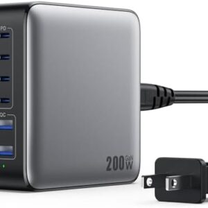 USB C Charger Block 200W, [2024 Upgraded] GaN III 6 Port Fast Charging Station Hub, PD 65W USB C Laptop Charger Compatible with MacBook Pro/Air,iPad,iPhone 15/14,Galaxy S23/S24 Steam Deck Dell XPS etc
