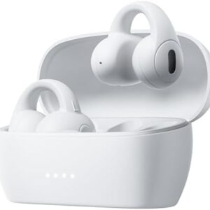 Q7 Wireless Open-Ear Headphones Bluetooth 5.3 Earbuds, Ultra Lightweight for Comfortable Clip On, DT 6.0 Technology for Personal Deep Bass, 34H Playtime Earphones, USB-C Quick Charge -White