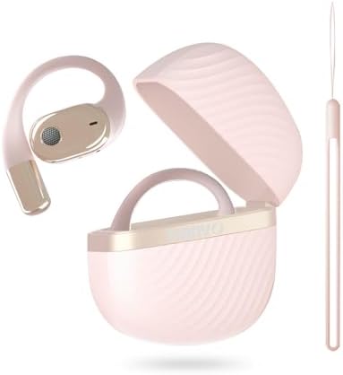 TUINYO Open Ear Headphones, True Wireless Earbuds with Bluetooth V5.4,Fast Charging,35Hrs Playtime, Waterproof for Sports, Driving, Office-Rose