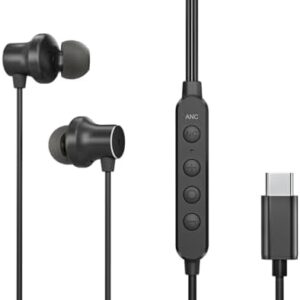Hush C30 - Active Noise Canceling USB C Wired Earbuds with Microphone, ANC in-Ear Earphones Headphones with Volume Control, Compatible with Type C Smartphones