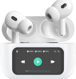 Wireless Earbuds Bluetooth Headphones with LED Display,Stereo in Ear Noise Canceling Waterproof USB-C Headphones with Mic for iPhone Android iOS.