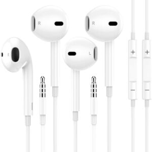 2 Pack Wired Earbuds with 3.5mm Plug [MFi Certified] Earphones Wired In-ear Headphones (Built-in Microphone & Volume Control) Compatible with Phone/Android/Computer/MP3 and All 3.5mm Jack