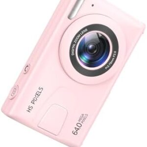 Digital Camera,4K Vlogging Camera for YouTube,64MP MP3 Player Kids Camera,2.8" IPS Screen Cameras for Photography,Auto Focus,18X Zoom,10 Filters,Portable Cheap Photography Camera for Students-Pink