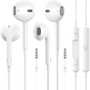 2 Pack Wired Earbuds with Microphone, In Ear Earphones HiFi Stereo, Powerful Bass, 3.5mm Headphone Plug for iPhone, iPad, Samsung, Android, MP3, Laptop, Computer, Tablet, Most 3.5mm Jack Audio Devices