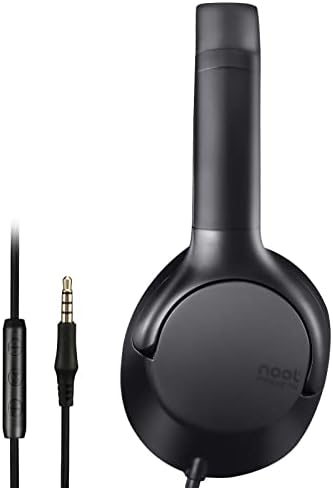 noot products A319 Over Ear Wired Headphones with Volume Control, Microphone, Adjustable Headband and 3.5mm Audiojack Headphones for School Home Work (Black) - Image 2