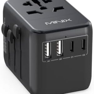 MINIX Universal Travel Adapter with 35W PD Ports International AC Socket with 2 USB-A and 3 USB-C Port PowerTravel Charger Outlet Converter Worldwide US to Europe EU AU UK (Type C/G/A/I) TP35