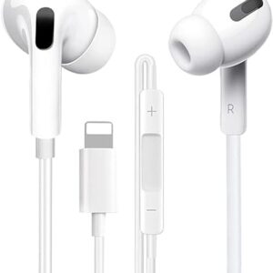 iPhone Wired Earbuds/iPhone Headphones Wired with Lightning Earphone [ MFi Certified] HiFi-Audio(Microphone & Volume Control) Wired Headphones for iPhone 14/13/12/8/7 All iOS Systems