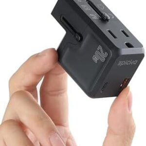 EPICKA Universal Travel Adapter, International Plug Adapter Wall Charger with 20W USB-C PD & USB-A QC, All-in-One Pocket Size Adapter for USA EU UK AUS (Pocket 111, Black)