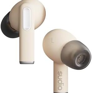 Sudio A1 Pro Wireless Earbuds with Bluetooth 5.3, Microphones, 30h Playtime, IPX4 Splash Proof, Multi-Point Bluetooth Connection (Sand)