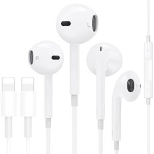 2 Pack Apple Earbuds for iPhone Headphones Wired Light-ning Earphones [MFi Certified] Built-in Microphone & Volume Control Headsets Compatible with iPhone 14/13/12/11/XR/XS/X/8/7/SE/Pro/Pro Max