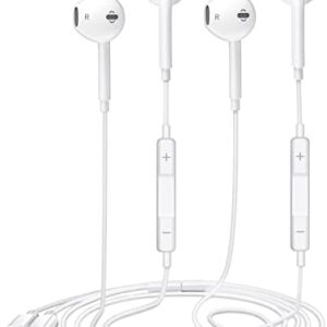 2 Pack-Earbuds for iPhone Headphones Wired with Earphones [MFi Certified](Built-in Microphone & Volume Control) Noise Isolating Headsets Support for iPhone 14/13/12/11/XR/XS/X/8/7/SE/Pro/Pro Max